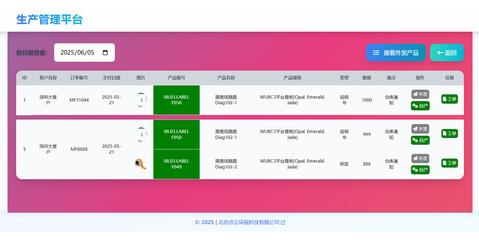 生产管理界面
